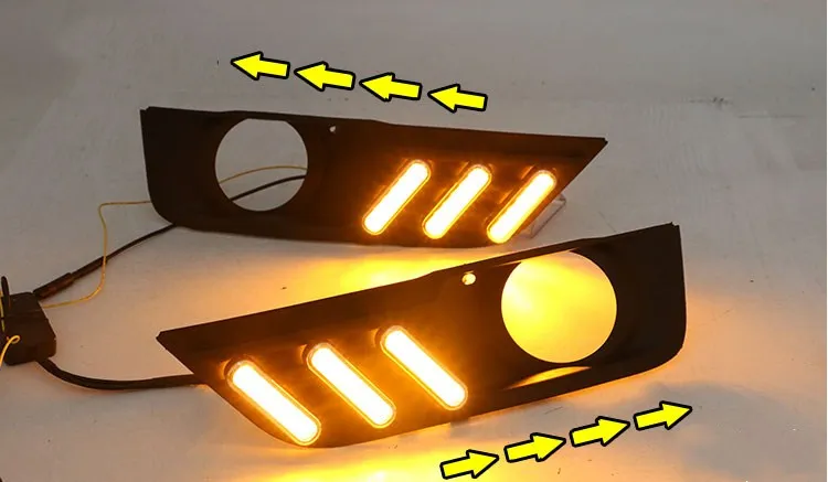 EOsuns led drl Дневной ходовой светильник+ галогенная противотуманная фара для Ford Focus 2005-2006 с движущимися желтыми поворотниками