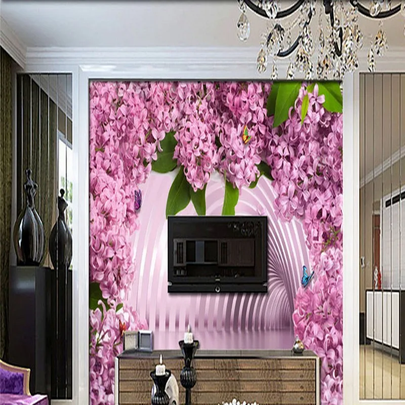 Пользовательские 3d росписи 3D пространства Расширенный розовый Леди бабочка