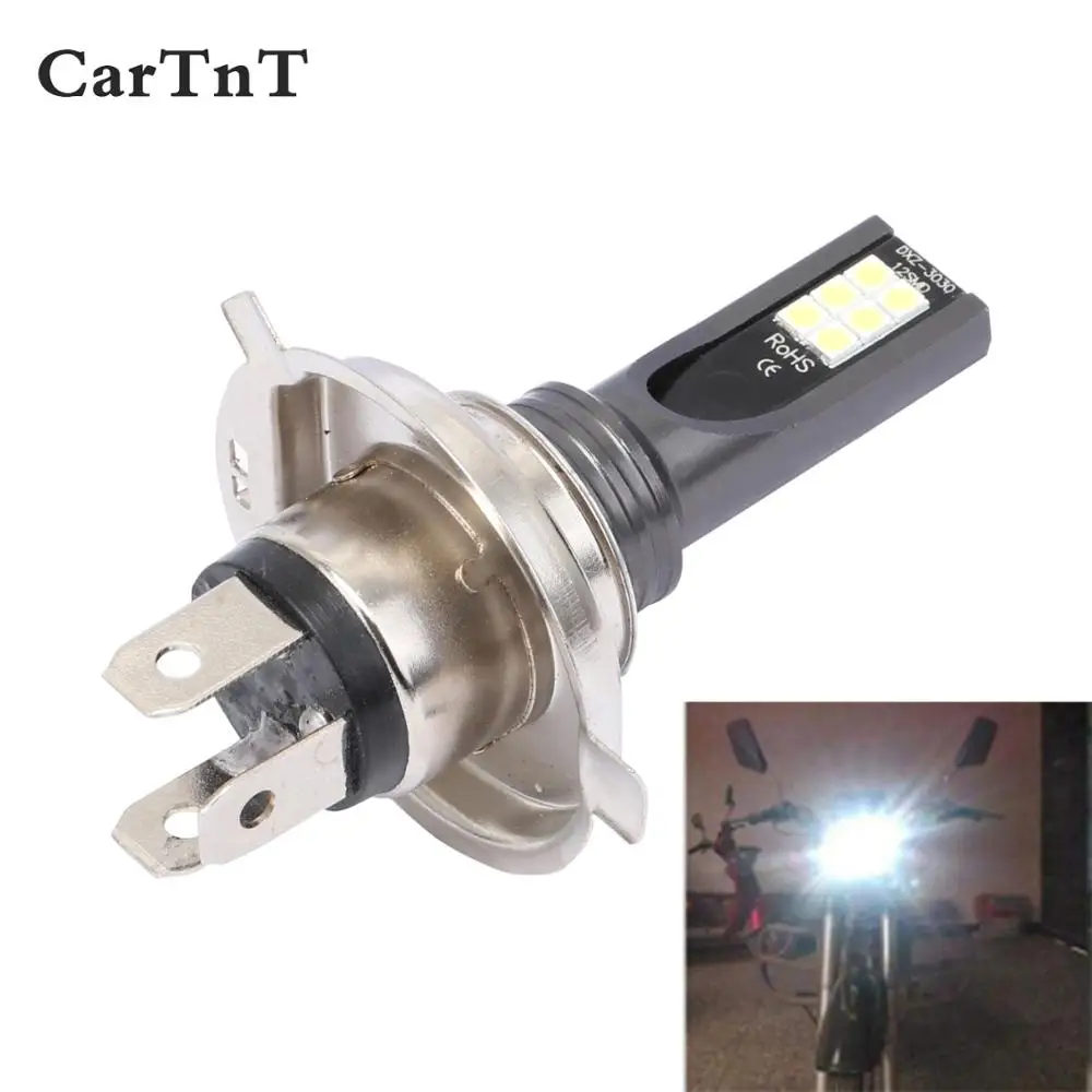 CarTnT светодиодный фонарь для мотоцикла H4 Hi/Lo лампа все в одном скутер аксессуары
