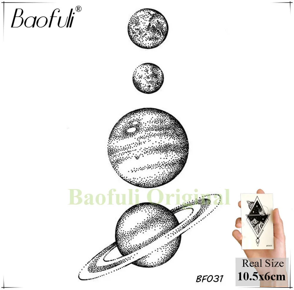 BBF031 BAOFULI женская галактика планеты временная татуировка черный цветок перо Водонепроницаемые фальшивые татуировки боди-арт рукава татуировки наклейки - Цвет: BBF031