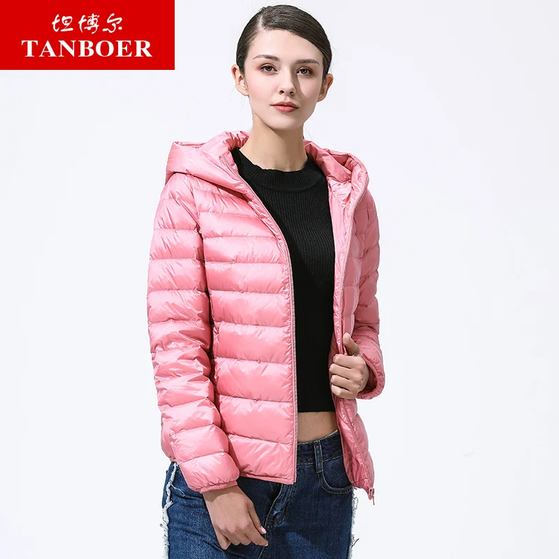 TANBOER 2018 Новый пуховик женский тонкий теплый модный с капюшоном TB17238|Женские