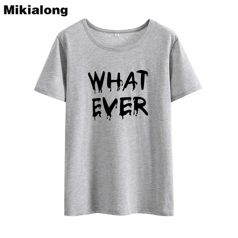 Mikialong What Ever панк рок футболка женская 2018 летняя хлопковая с коротким рукавом