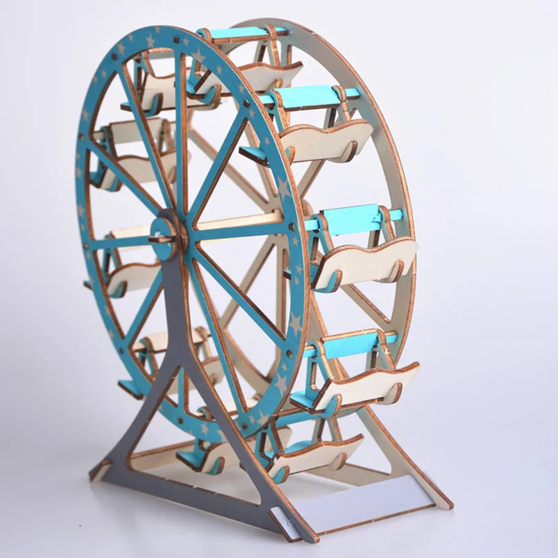 Лазерная резка 3D Деревянный пазл колесо обозрения DIY ручной сборный комплект
