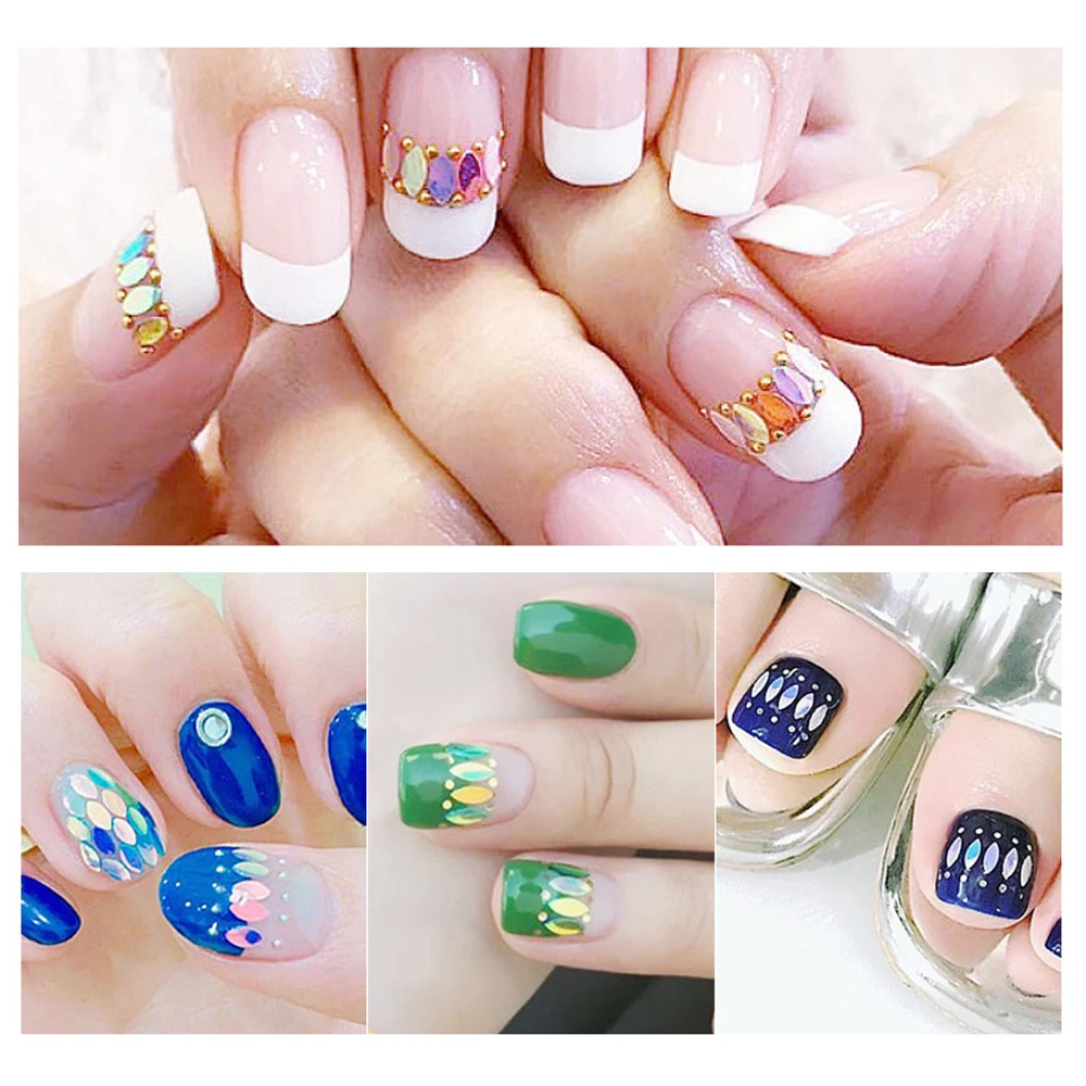 12 цветов 3D Стразы для дизайна ногтей с плоской задней стороной блестящий цвет