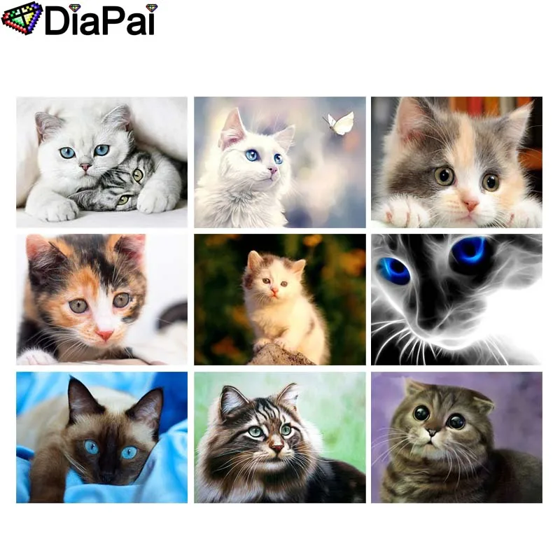 

DIAPAI 5D DIY Diamond Painting 100% Full Square/Round Drill "Animal cat" 3D Embroidery Cross Stitch Home Decor