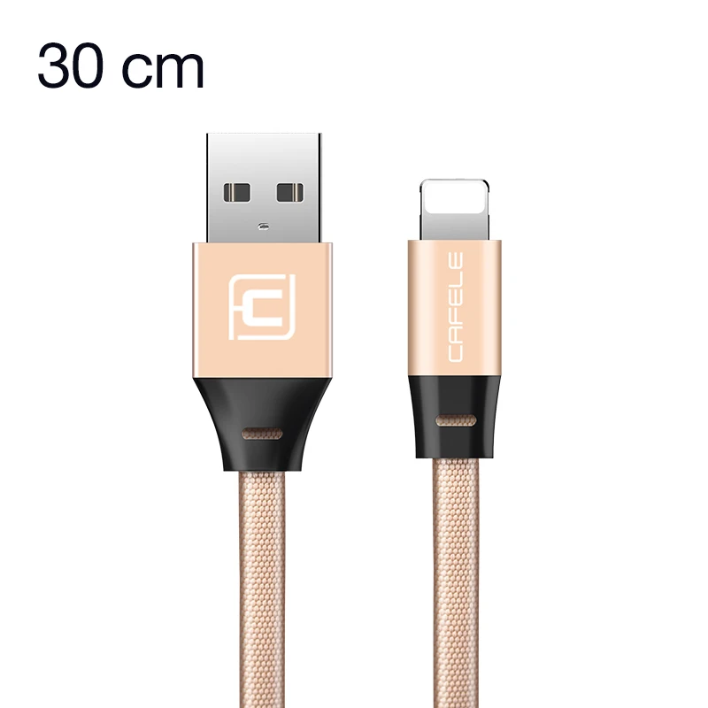 Gold 30CM Cafele кабель для передачи данных для iPhone 11 pro X Xr Xs Max 8 7 6 5 SE USB кабель в нейлоновой оплетке для быстрый Кабель зарядного устройства USB кабель для передачи данных для iPhone DC 5V 1A - Цвет: Gold 30CM