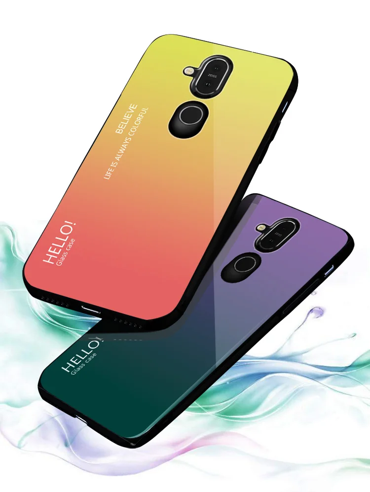 Для Nokia 8,1 чехол для Nokia X7 чехол градиентное закаленное стекло силиконовая рамка задняя крышка для Capa Nokia 8,1/X7 чехол