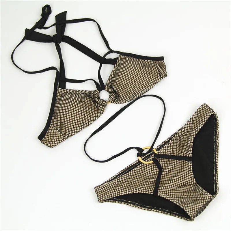 2018 винтажный сексуальный сетчатый бикини микро-стринг Холтер купальный костюм