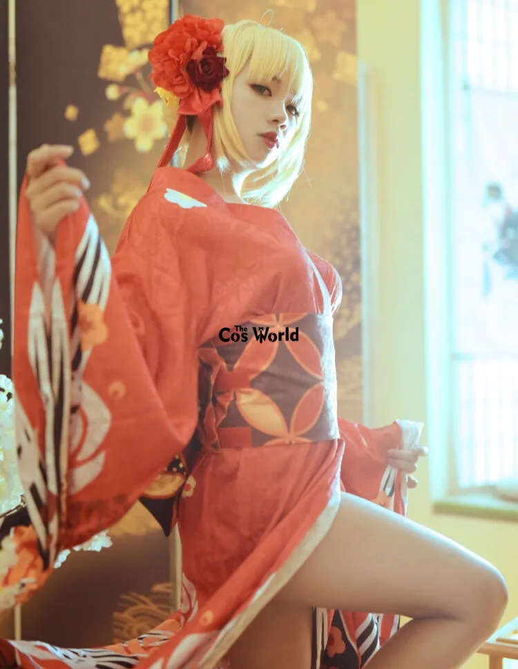 Fate EXTELLA Saber Nero кимоно юката платье униформа наряд Аниме косплей костюмы|anime cosplay