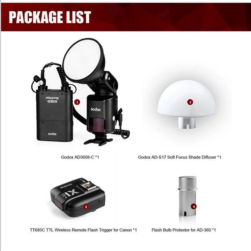 

Godox Witstro AD360II+PB960 TTL On/Off-Camera Flash Speedlite X1T Wireless Trigger Black for Canon 5D MARK III 650D 600D