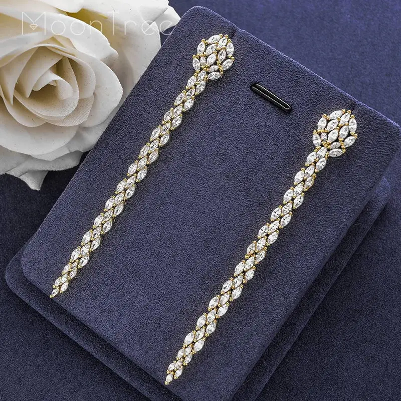 MoonTree 85mm Luxury Snake Shape Gold Color AAA Cubic Zircons Copper Long Earrings Max Brincos Party Holiday Fashion Jewelry | Украшения и