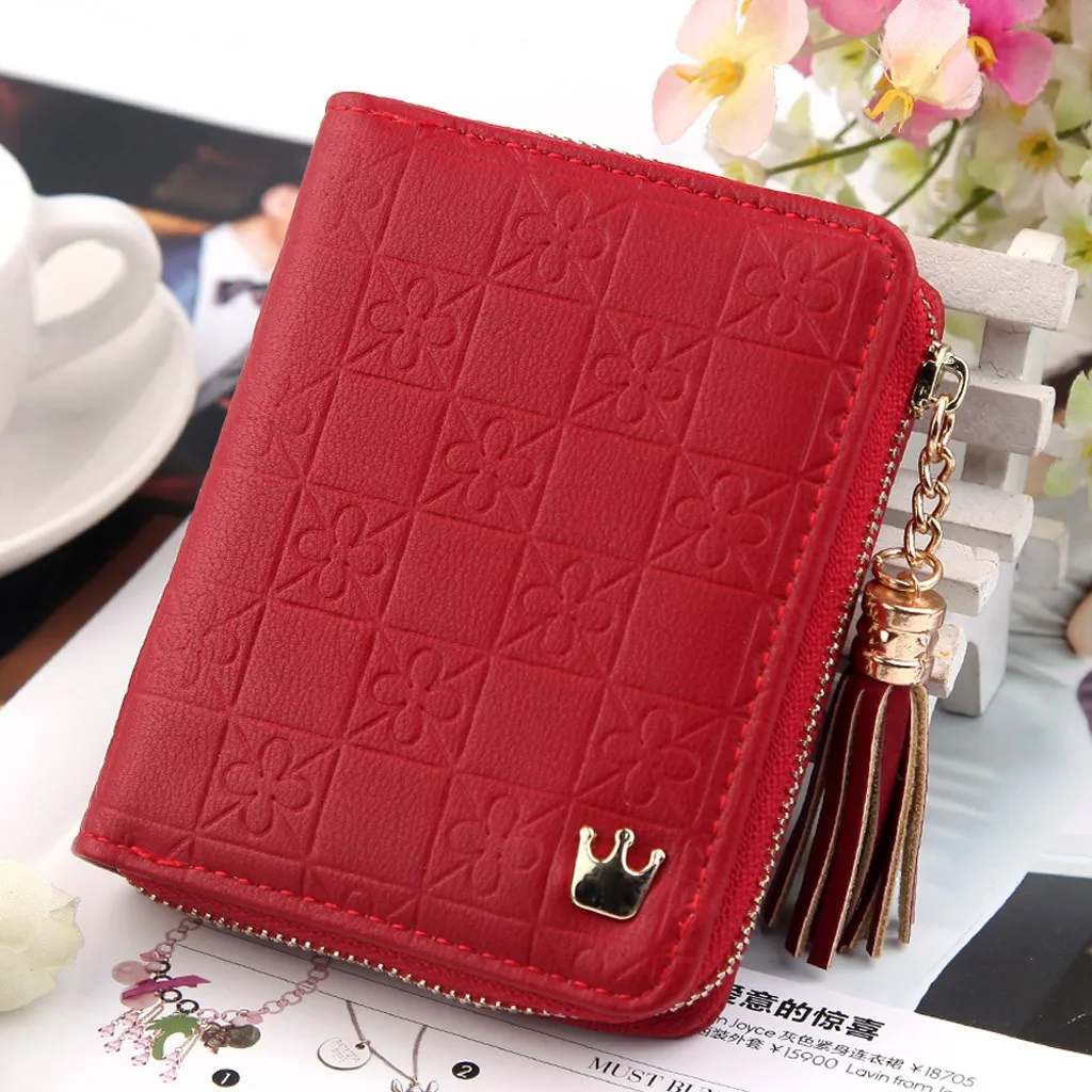 Красный Женский кошелек, роскошный, с кисточками, милый, модный, кошелек, на молнии, кошельки, монета, держатель для карт, телефон, карта, клатч, carteira masculina couro - Цвет: Красный
