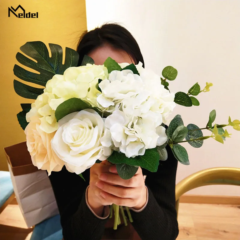 Meldel Свадебный букет невесты искусственный гортензии Шелковый цветок