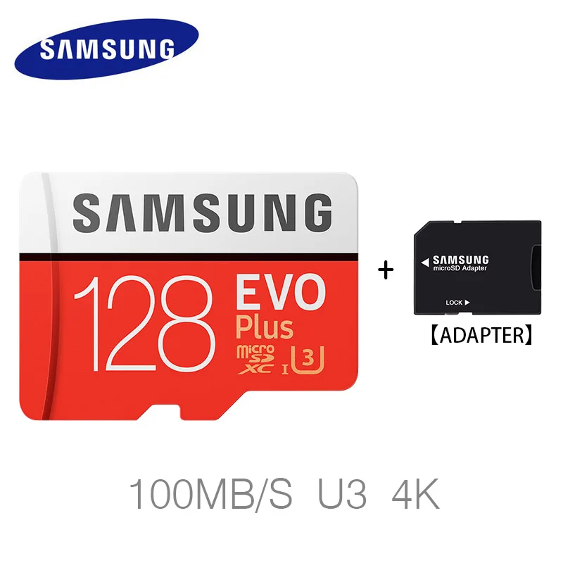 128G with adapter Карта памяти Micro SD SAMSUNG 16 ГБ 32 ГБ 64 Гб 128 ГБ 256 ГБ EVO Plus MicroSD карта памяти SDHC SDXC Max 80 м/с C10 TF Транс флэш-карта Micro - Емкость: 128G with adapter