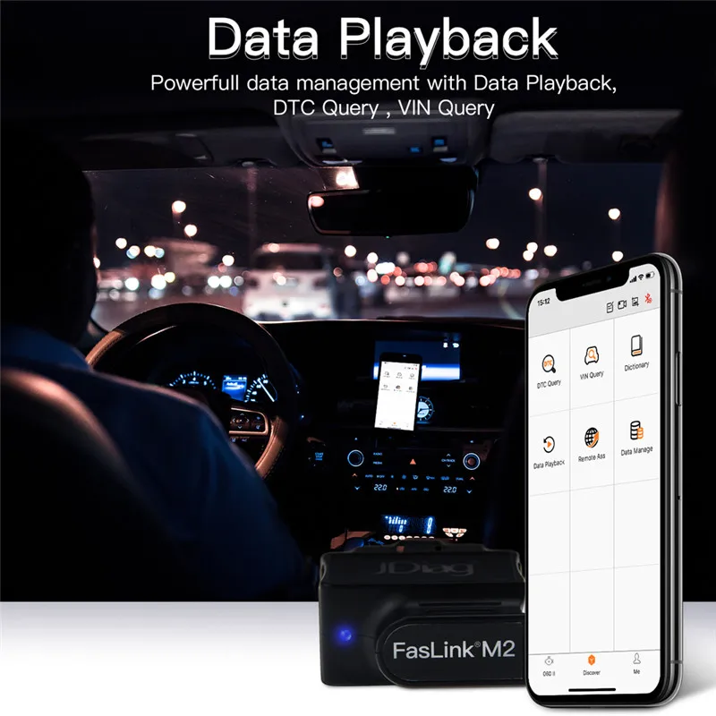 JDiag OBD2 считыватель кодов OBD сканер FasLink M2 телефон Bluetooth 4,0 диагностический инструмент PK BD OBDLINK для iPhone для Android