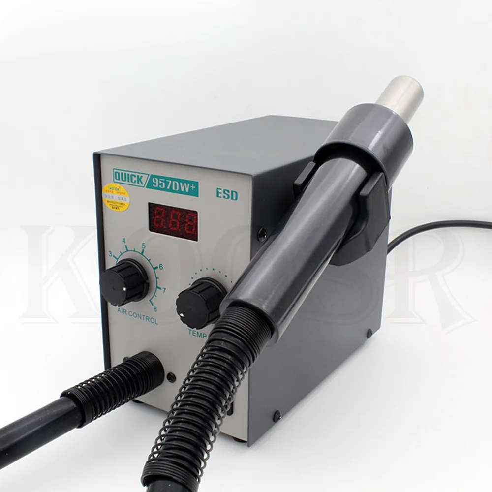 220V обновления быстрая 957DW+ светодиодный Дисплей Регулируемая горячий воздух Тепловая пушка с винтовой Ветер 400 Вт SMD паяльная станция с 3 воздушные сопла