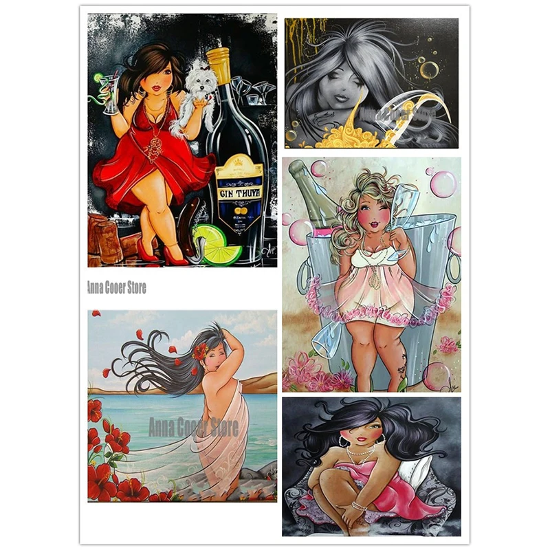 

Камни в форме ромба/круглый дрель 5D DIY алмазная живопись "секси толстая женщина" 3D вышивка Туалет женщина крестом мозаика Стразы для дома