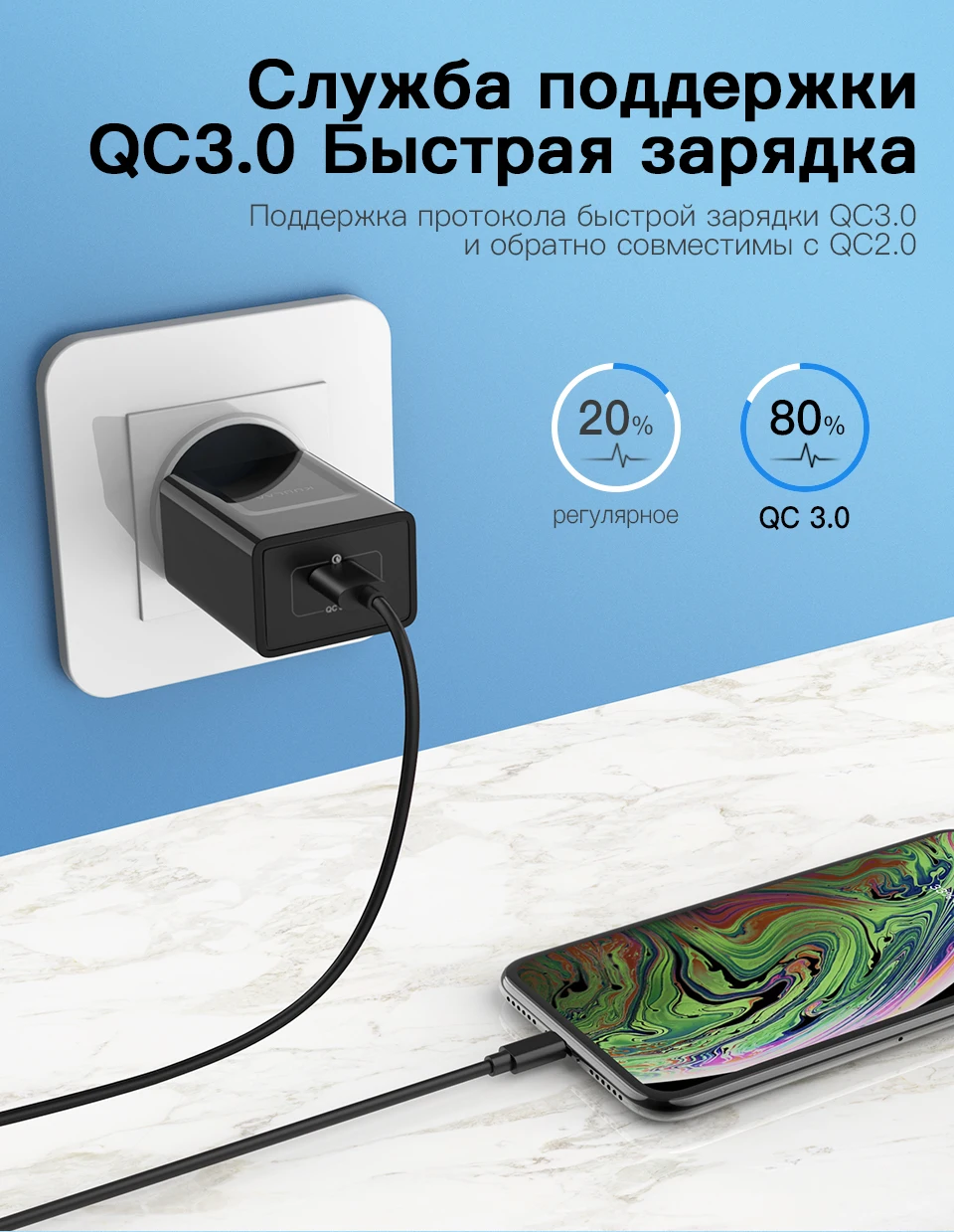 KUULAA Quick Charge 3,0 зарядное устройство для мобильного телефона USB зарядное устройство с европейской вилкой 18 Вт QC 3,0 быстрое зарядное устройство для Xiaomi Redmi 5 samsung galaxy s9