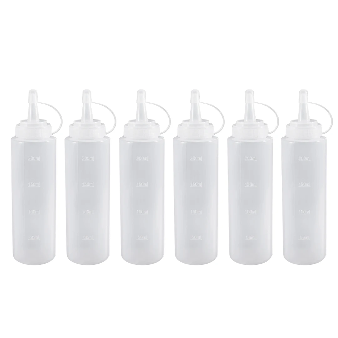6 шт прозрачный пластиковый LDPE Squeeze бутылка 8 унций/240 мл горчичный диспенсер для