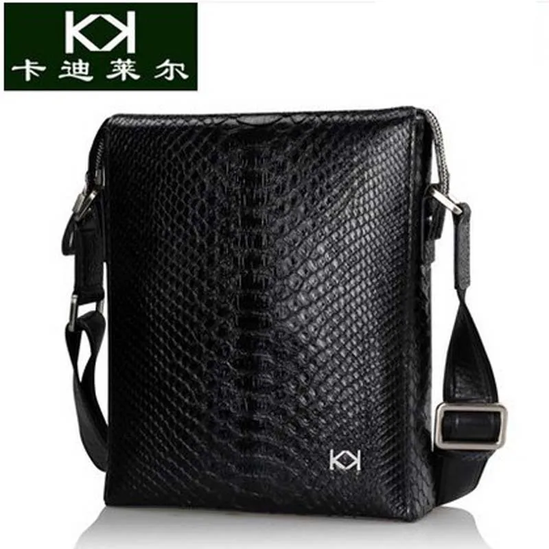 

KADILER new hot free shipping Import python skin male single shoulder business bag leather vertical model men bag