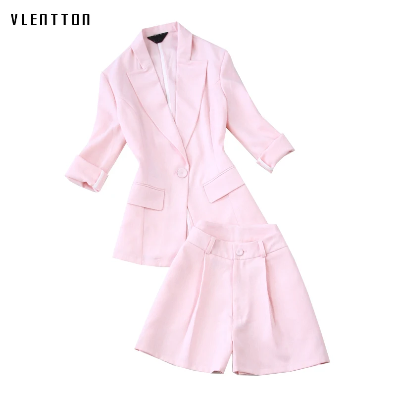 Новинка 2019 Модный комплект из двух предметов женский элегантный офисный пиджак с