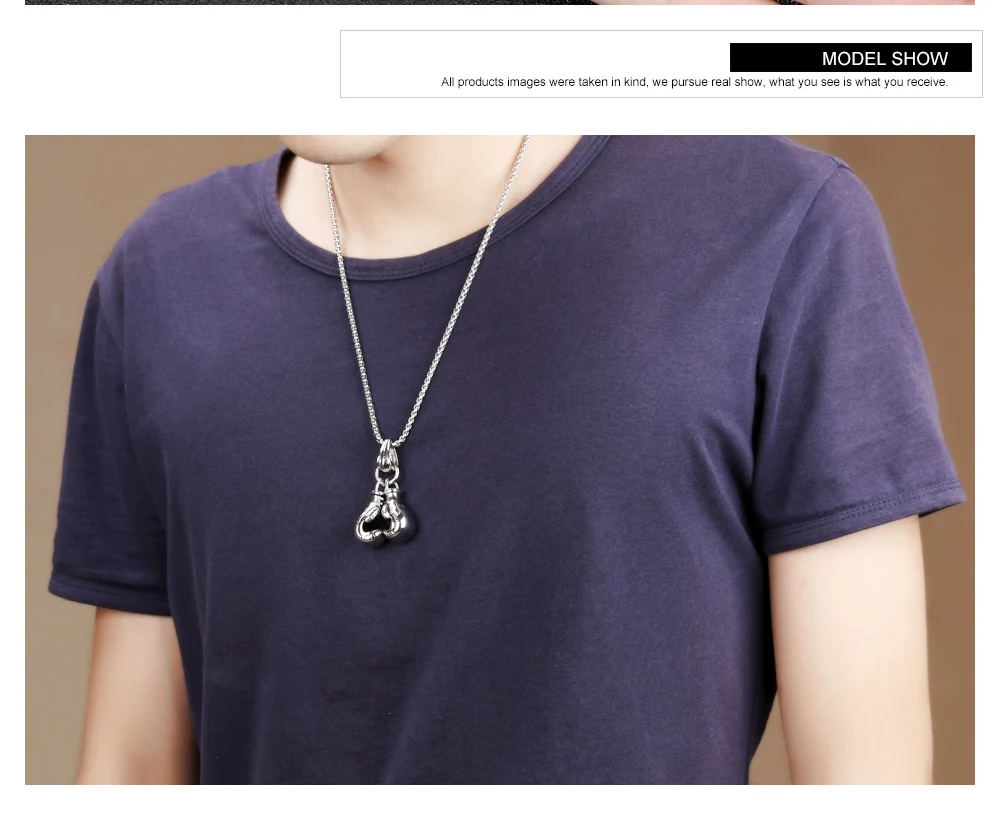 Фитнес Боксерские перчатки ожерелье из титановой стали властная Мода Панк кулон