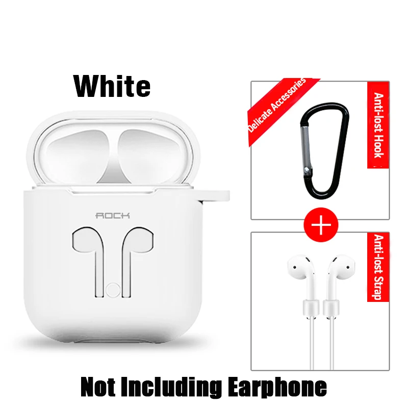 White Case No earpho Силиконовый мягкий чехол для наушников ROCK для Apple Airpods, беспроводные Bluetooth наушники, защитный чехол для наушников Air Pods, чехол - Цвет: White Case No earpho
