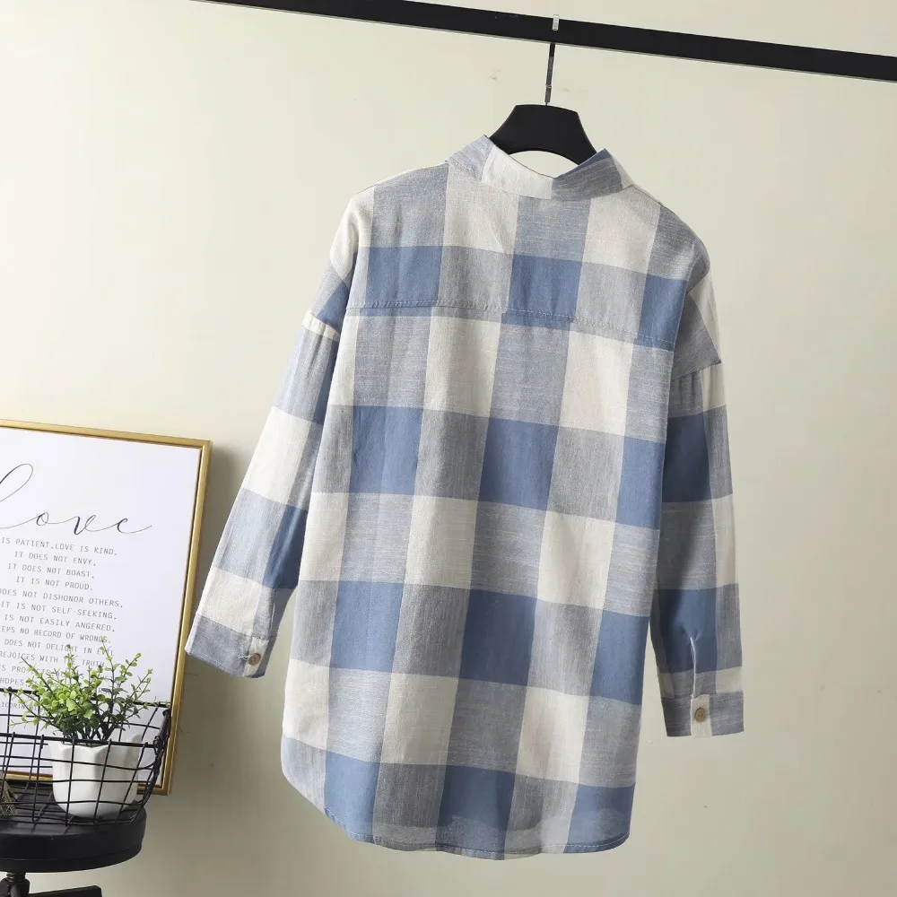 2019 Spring Long Sleeve Women's Plaid Causal shirt Plus Size S-2XL Turn Down Collar Cotton Femme Tops Mujer New |