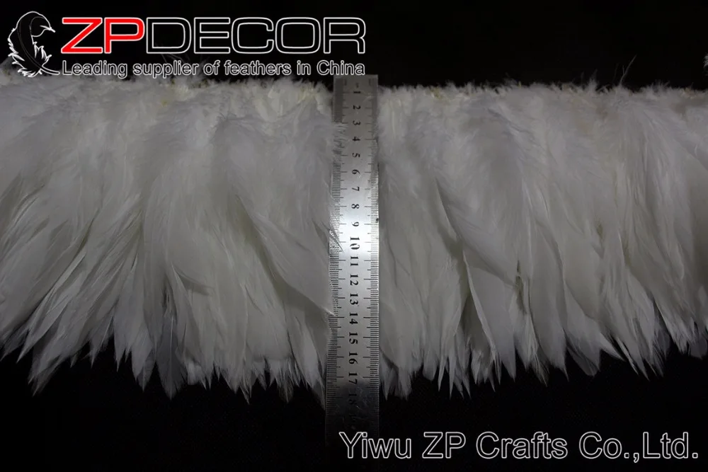 ZPDECOR петух перо производитель 6-8 дюймов ручная работа белый нанизанный петух Schlappen перьев для свадебного украшения