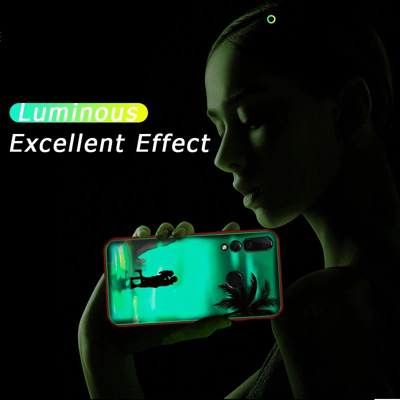 Luminous Tempered Glass Cases For Huawei Nova 4 P30 Pro P20 Lite Honor 10 10i 9i 8X Max 9S Back Cover Soft Silicone Shell |