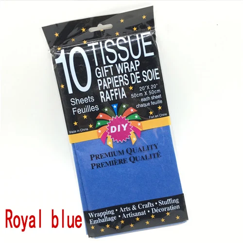 Royal blue 49*49 см тканевая бумага цветочный оберточная бумага цветок 10 шт./лот украшение дома праздничные и вечерние Свадебная подарочная упаковка поставки - Цвет: Royal blue