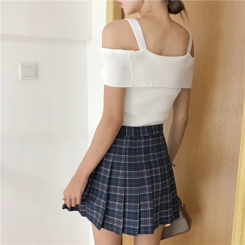 XS-2XL, новинка, консервативный стиль, женская юбка, высокая талия, сексуальные мини-юбки в клетку размера плюс, плиссированная юбка, милые женские юбки для танцев