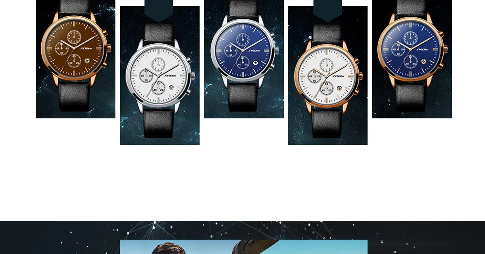 Reloj hombre SINOBI классические водонепроницаемые часы мужские модные наручные часы мужские кожаные часы с хронографом простые спортивные часы Geneva