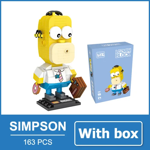 Simpsons with box LOZ Симпсоны фигурка аниме модель Миниатюрные фигурки блоки игрушки мультфильм Фильмы подарок для девочек женщин друзей - Цвет: Simpsons with box