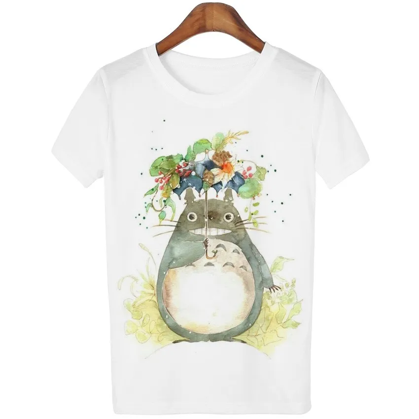Повседневная футболка, женская футболка, Harajuku Totoro, с принтом, Camisetas Mujer, топы, с круглым вырезом, футболка, милые футболки, Femme