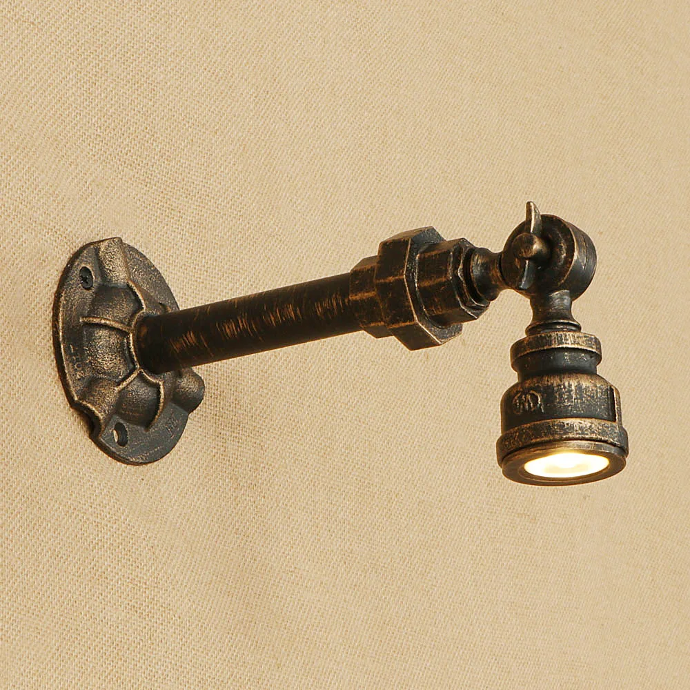 Nordic loft iron rust Water pipe retro adjustable wall lamp LED sconce lights modern luminaire for living room bedroom kitchen | Освещение