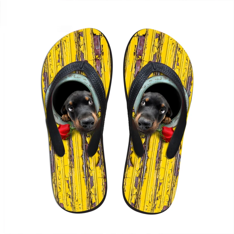 Мужские вьетнамки с забавным 3D принтом собаки летние пляжные сандалии для отдыха