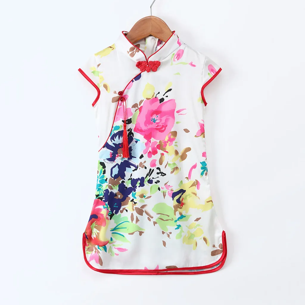 SAGACE Floral Print Dress Cheongsam Qipao Chinese Style Girl Summer Sleeveless | Детская одежда и обувь