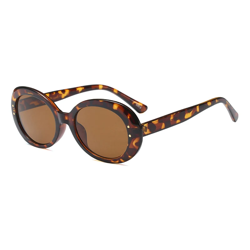 Leopard brown Новое поступление Овальные Солнцезащитные очки женские модные заклепки винтажные Женские Ретро солнцезащитные очки мужские женские белые черные очки UV400 - Цвет линз: Leopard brown