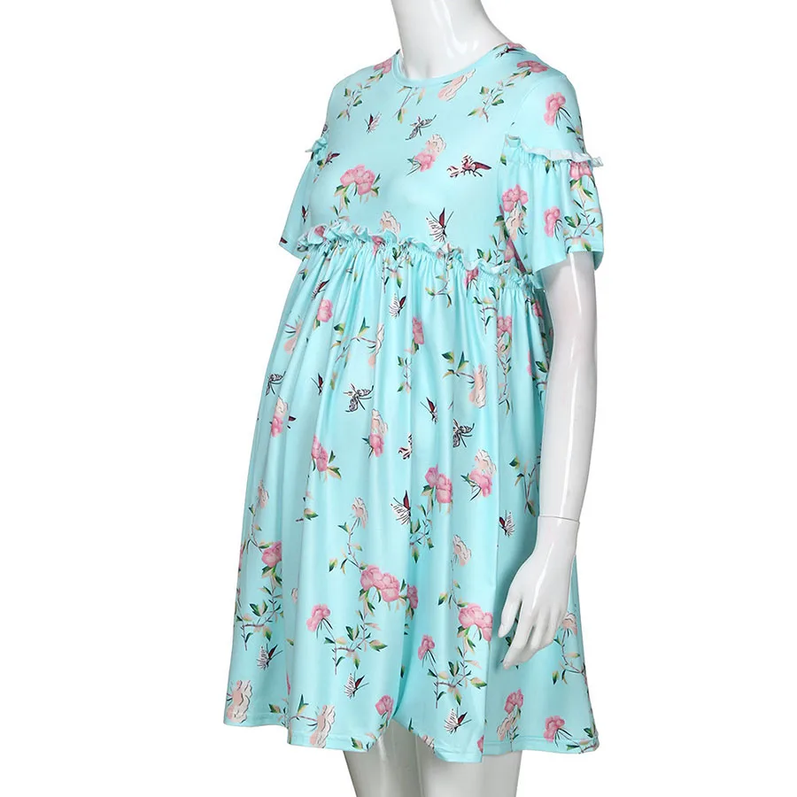 New Ties Waist Floral Printed Linen Maternity Dress Summer Autumn Fashion Nursing Clothes for Pregnant Women Pregnancy Clothing | Мать и