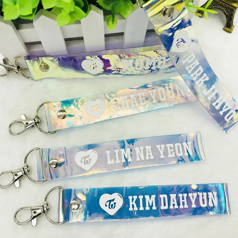 Прозрачные лазерные полосы портрет милый брелок для ключей телефон ремешок