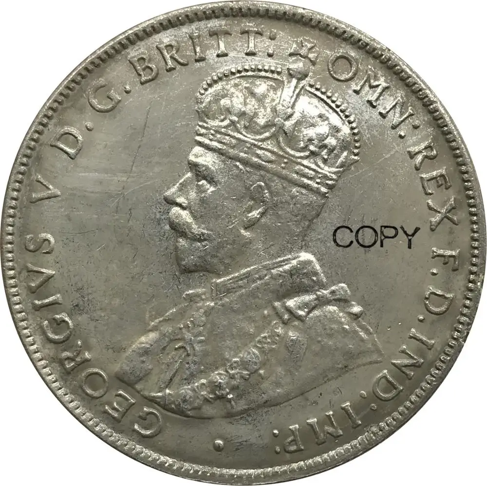 Австралийский Джордж V, 1915 год, 1, Флорин, два шиллинга, кубик, покрытые серебром, копия монет