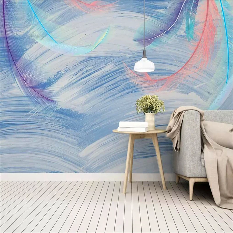 Декоративные обои современный простой ручной росписью стиль перо фон настенная