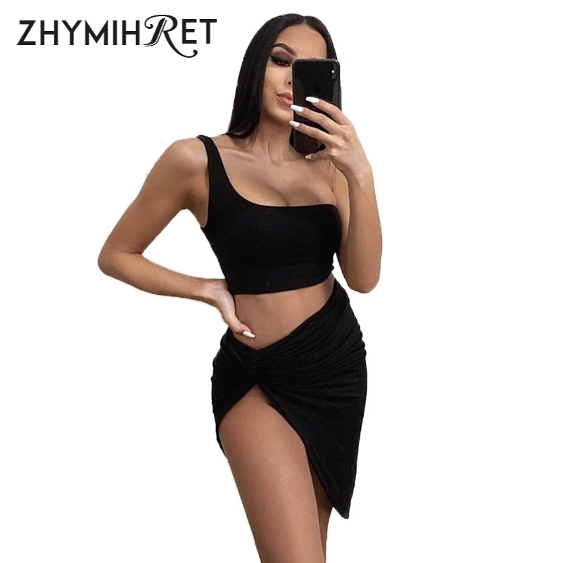 Женский укороченный топ на одно плечо ZHYMIHRET неоновое пляжное платье с разрезом