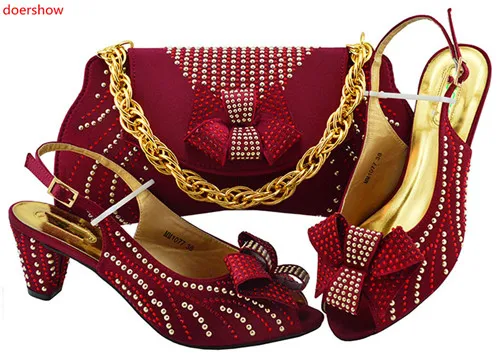 

doershow hot Italian Shoes with Matching bags For Party african Shoes And Bags Set For Wedding Shoe and Bag Sets SWD1-22