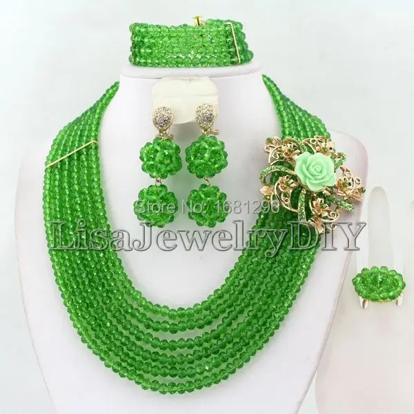 

Fashion African Beads Jewelry Sets Nigerian Wedding African Crystal Beads Jewelry Set HD1626