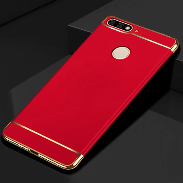 Полный защитный чехол для Huawei Honor 7a Pro, чехол для Honor 7C Phone Y6 Prime Y7 Pro, чехлы с закаленным покрытием - Color: Red