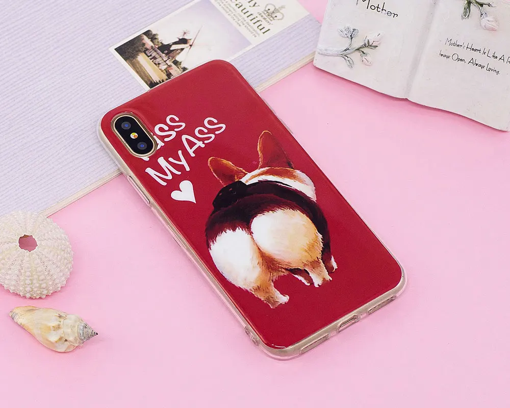 Boucho мягкий чехол для iPhone X задняя крышка прекрасный кот собака шаблон телефона