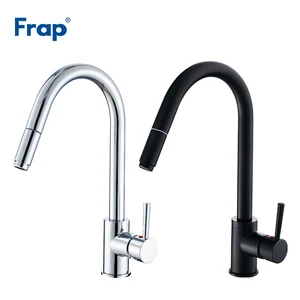 Кухонный Смеситель Frap Y4007070-1, выдвижной кран с распылителем, черного и серебристого цвета, вращение на 360 градусов