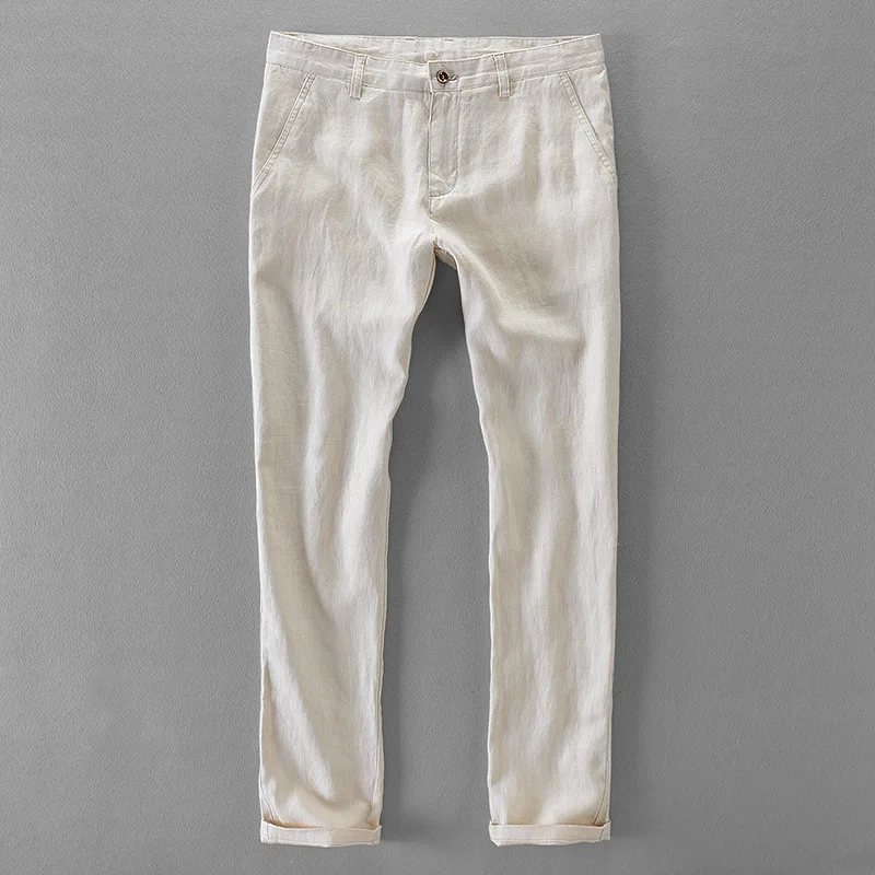 ICPANS Cotton Linen Pants Men Summer 2019 Loose Thin Casual Male White Ankle length Harem Trousers Mens Plus Size 40 | Мужская одежда